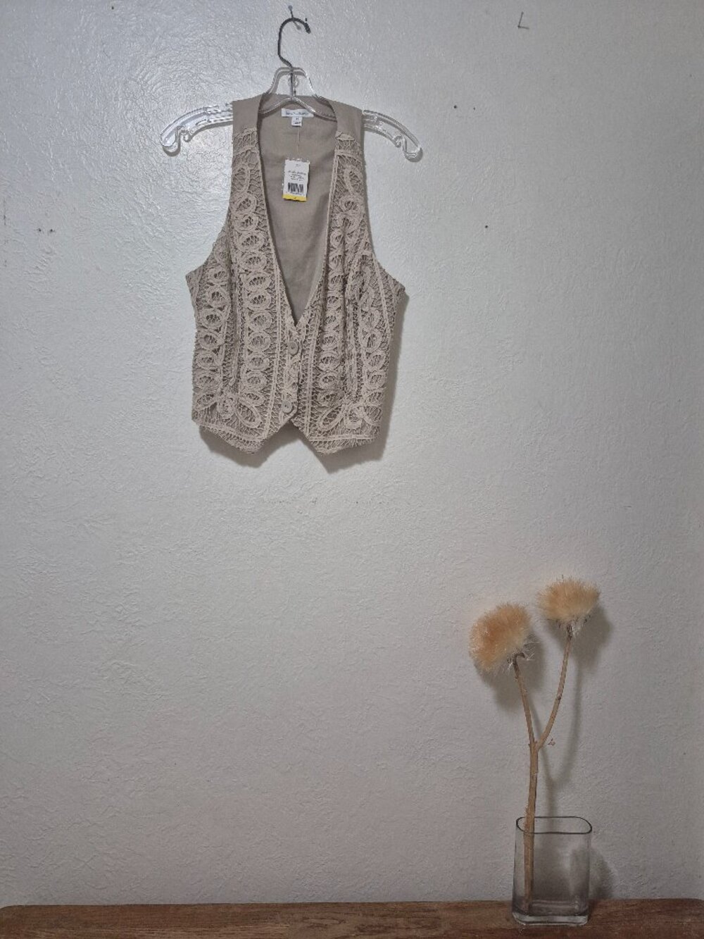 NWT Vintage Battenberg Lace Crochet Cotton Vest Romantic Cottagecore Prairiecore